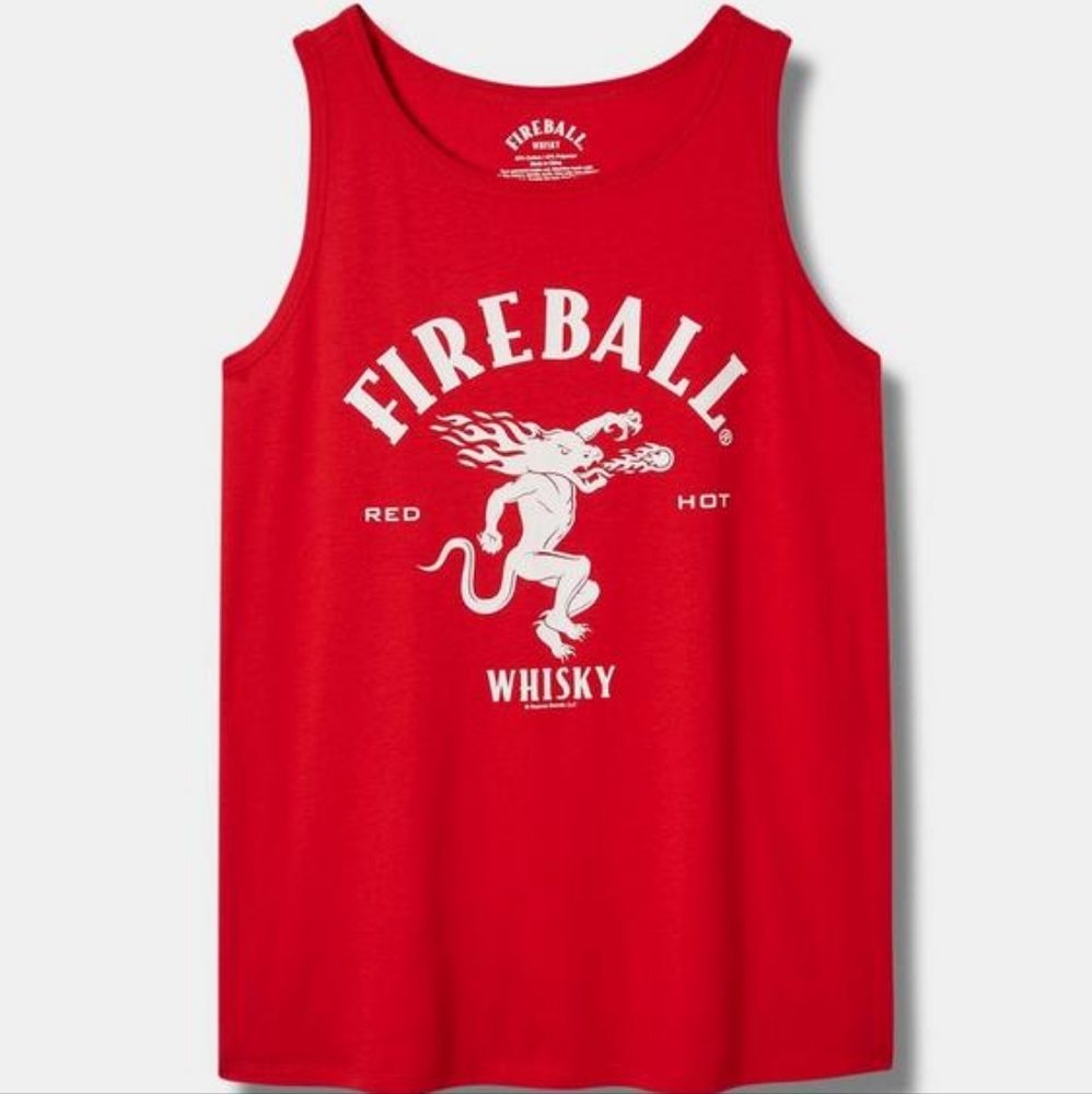Torrid Coors Collab Red & White Fireball Whiskey Sleeveless Tank Top 4X 26 Nwt